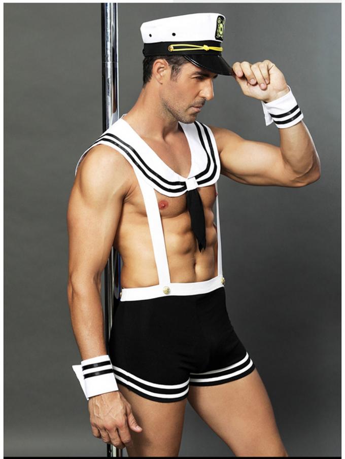 De sexy die Mensen′ s Zeeman Uniform Cosplay Lingerie voor het Spel van de Geslachtsrol wordt geplaatst past Nachtnachtkleding aan