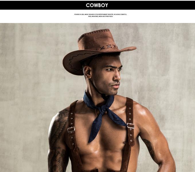 Het Vest Westelijke Cowboy Style Sexy Man Cosplay van de mensen′ s draagt de Sexy Lingerie een Hoedenondergoed