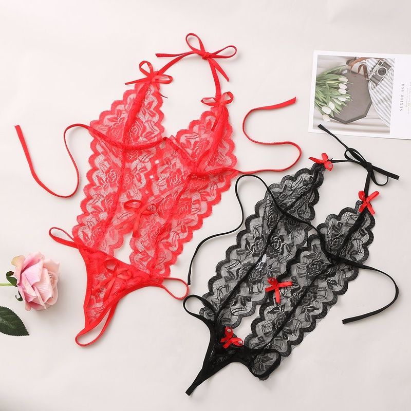 Three-Point Gebreide Bloemen Gebreide Sleeveless Nachtkleding van de Kant Sexy Lingerie