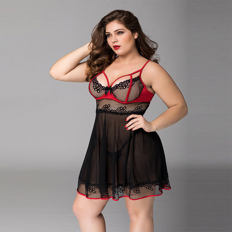 Bloemen plus Babydoll-de Vrouwen van de Lingeriekat 3x plus Grootte Vertrouwelijke Kleding