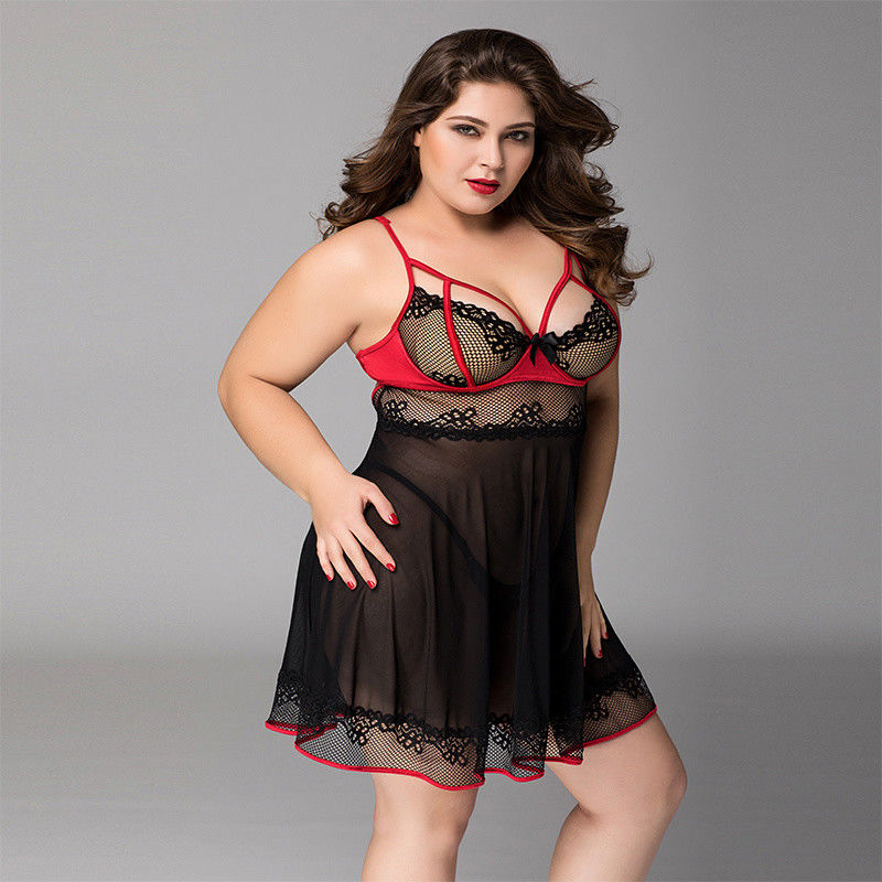 Bloemen plus Babydoll-de Vrouwen van de Lingeriekat 3x plus Grootte Vertrouwelijke Kleding