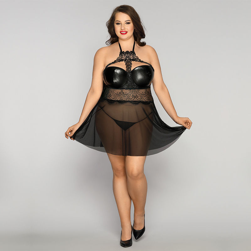 De slaap Transparante Pyjama's 70kg van Babydoll Chemise van de Kantnachtkleding