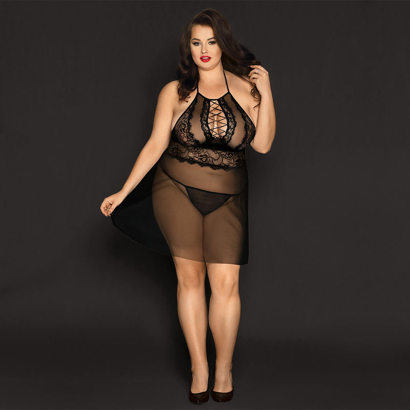 De slaap Transparante Pyjama's 70kg van Babydoll Chemise van de Kantnachtkleding