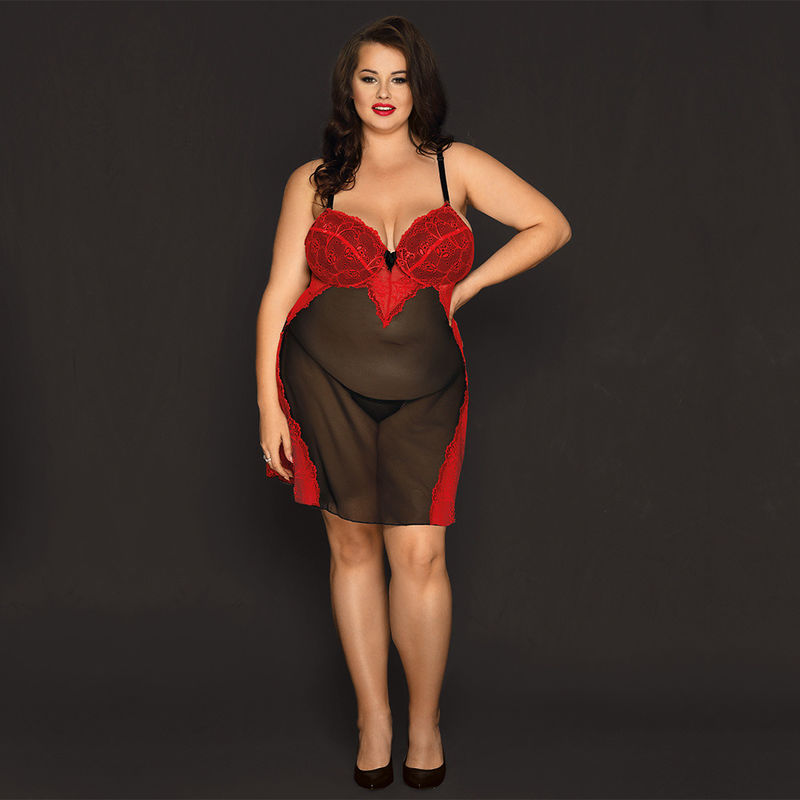 De slaap Transparante Pyjama's 70kg van Babydoll Chemise van de Kantnachtkleding