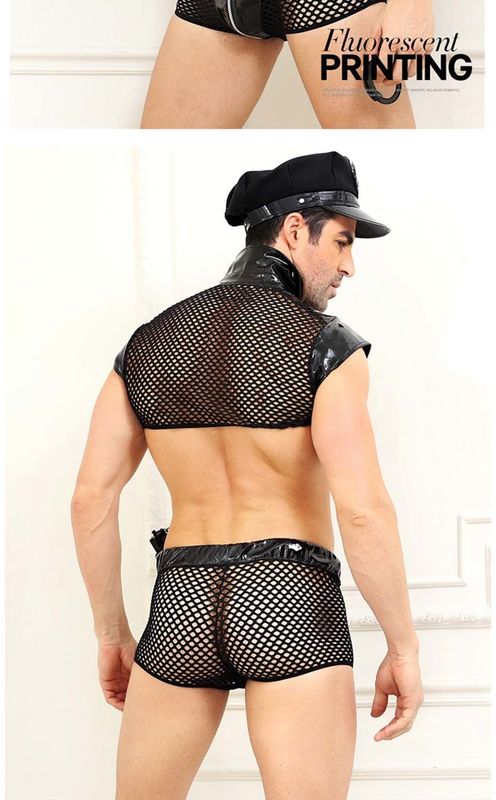 Sleeveless Nylon van de Politiemanlingerie uniform nightclub van de overhemdsmens het Sexy