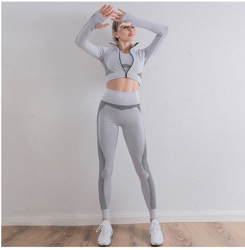 Van de Yogasporten van heupborrels past de Geribbelde de Bustehouderdames 2/3 PCs-Gymnastiek Lopende Kleren aan
