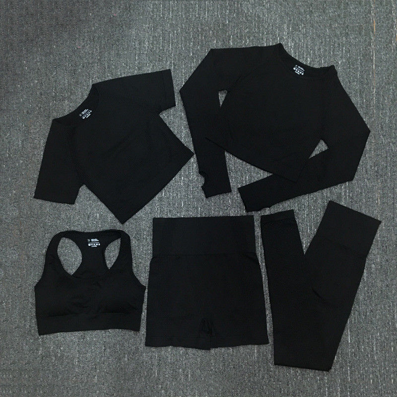 Nylon van de de Training Hoogste Gymnastiek van de Polyesterspandex Bebouwde Lange Koker de Slijtage Geribbelde Sportkleding