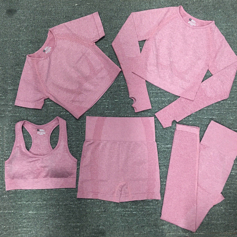 Nylon van de de Training Hoogste Gymnastiek van de Polyesterspandex Bebouwde Lange Koker de Slijtage Geribbelde Sportkleding