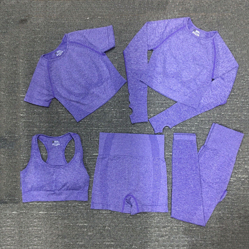 Nylon van de de Training Hoogste Gymnastiek van de Polyesterspandex Bebouwde Lange Koker de Slijtage Geribbelde Sportkleding