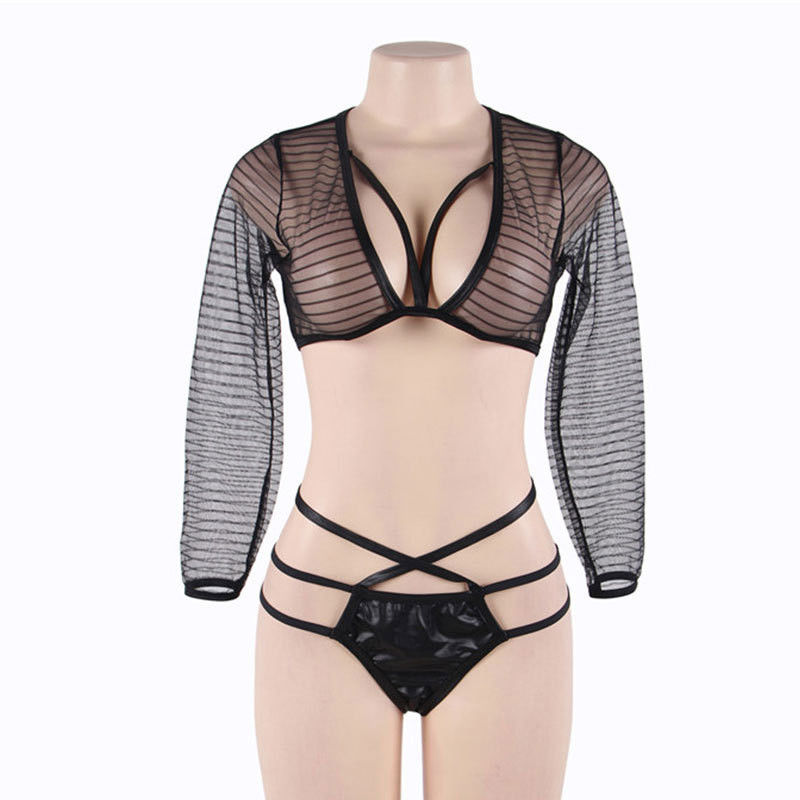 De bulk Vette Reeks van de het Latexbustehouder van Vrouwen Erotische Romantische Mesh Black See Though Custom